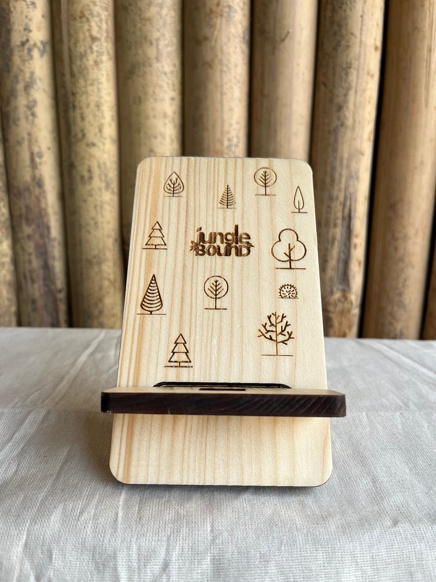 Wooden Mobile Stand – Handmade Wooden Phone Holder for Desk, Stable Viewing Stand for Video Calls & Charging, Eco-Friendly Minimal Design for Office, Bedroom & Study Table